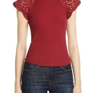 La Vie Rebecca Taylor Lace Cap Sleeve Top Sz XS